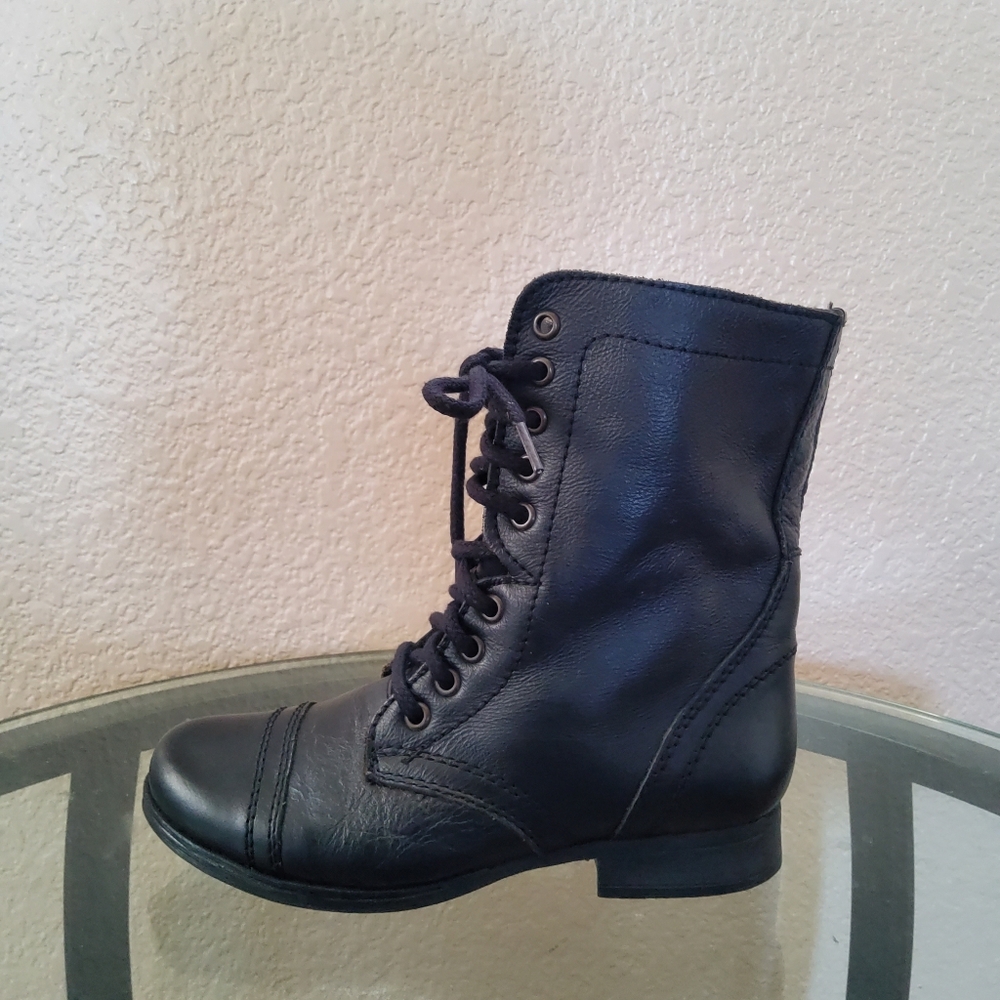 Steve Madden Troopa Leather Combat Utility Boots Black Size 5 NWOB